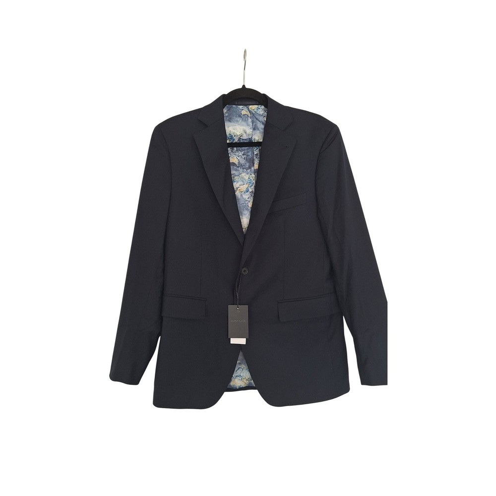 Alton Lane Mens 36R Navy Mercantile Jacket Tailored Fit Blazer Map Print Lining